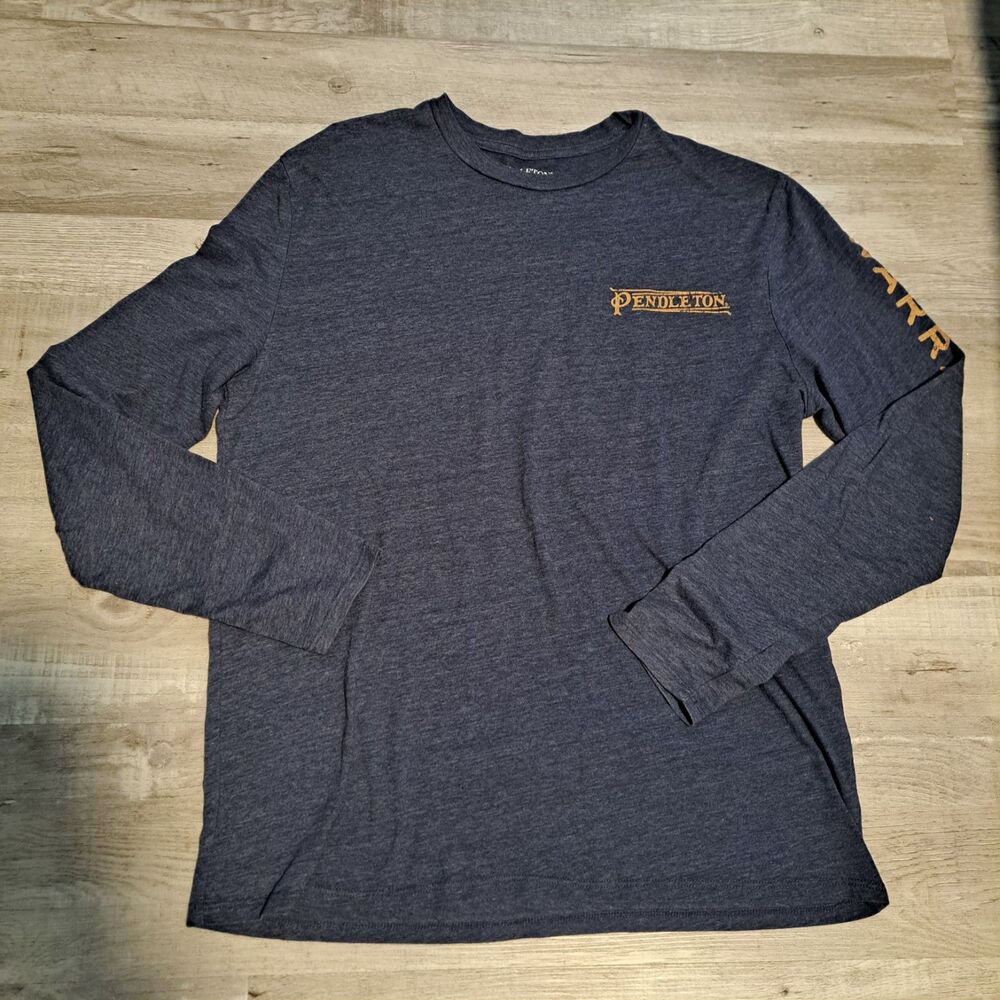 Pendleton Warranted To Be T Shirt Men's Medium Long Sleeve Blue Crew Neck